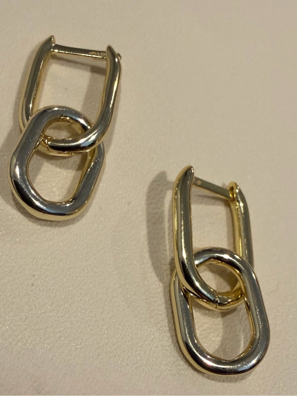 Gold Linked Hoop Drop Earrings - Women Jewelry